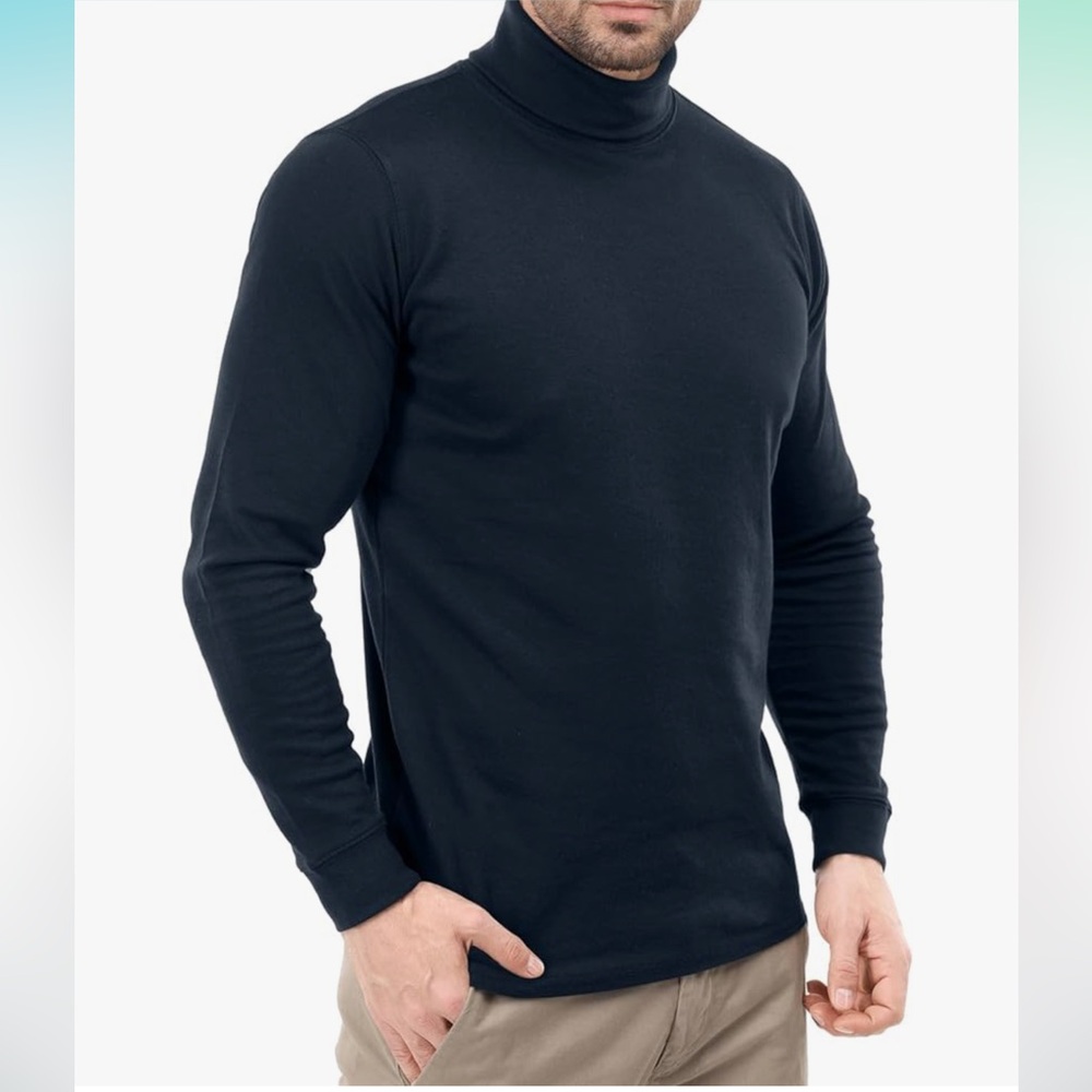 NWOT Utopia Wear Men's Navy Turtleneck Slim Fit Lightweight Pullover Top, XL